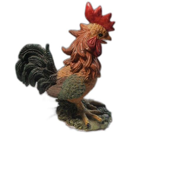 Resin Rooster Figurine Small and Multi-Color Hand-Painted - Picture 1 of 5